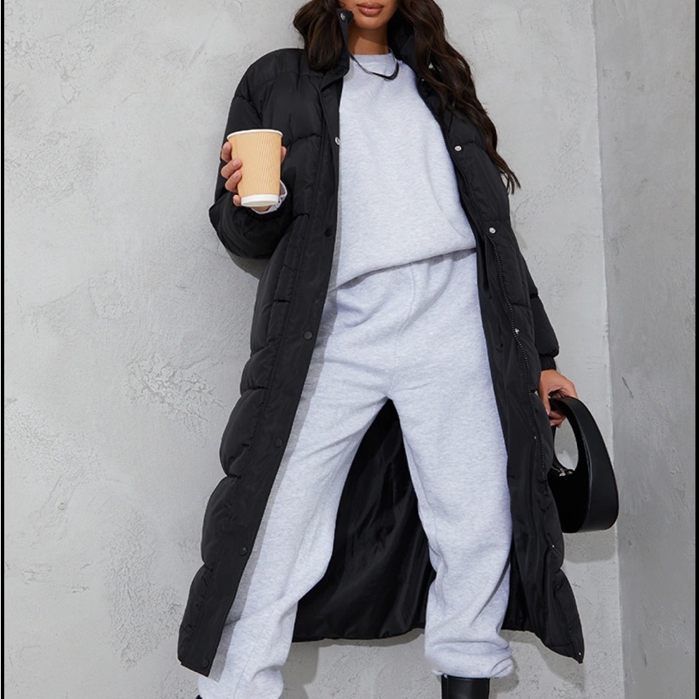 PLT Tall Black Long Puffer Coat Size 6 🍁❄️ - Picture 2 of 5